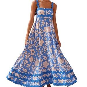 Floral Blue and Pink Maxi Dress